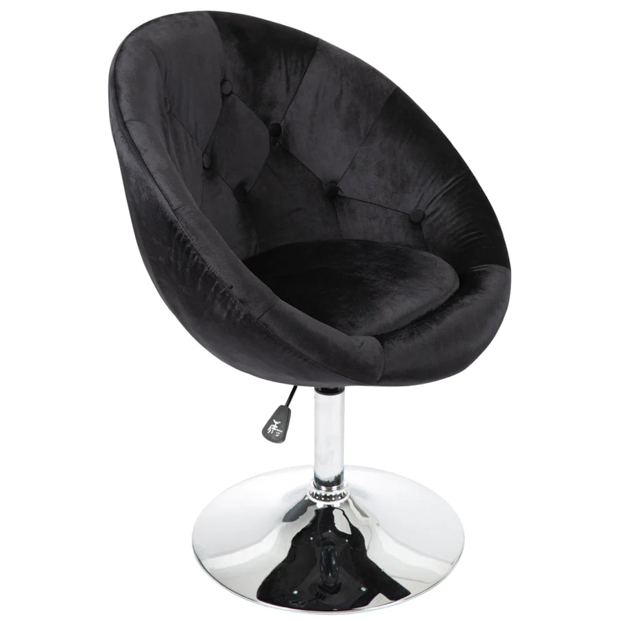 Antoinette Round Tufted Vanity Chair in black.
