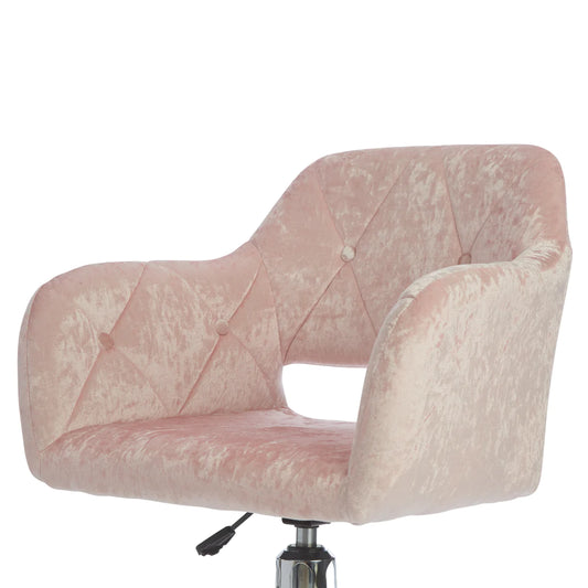 Brittney Tufted Leatherette Vanity Chair (Pink Crushed Velvet)
