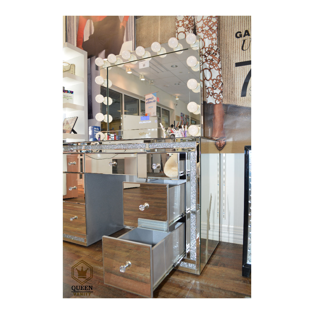 Camila Hollywood Makeup Vanity Station Silver Queen Vanity Outlet