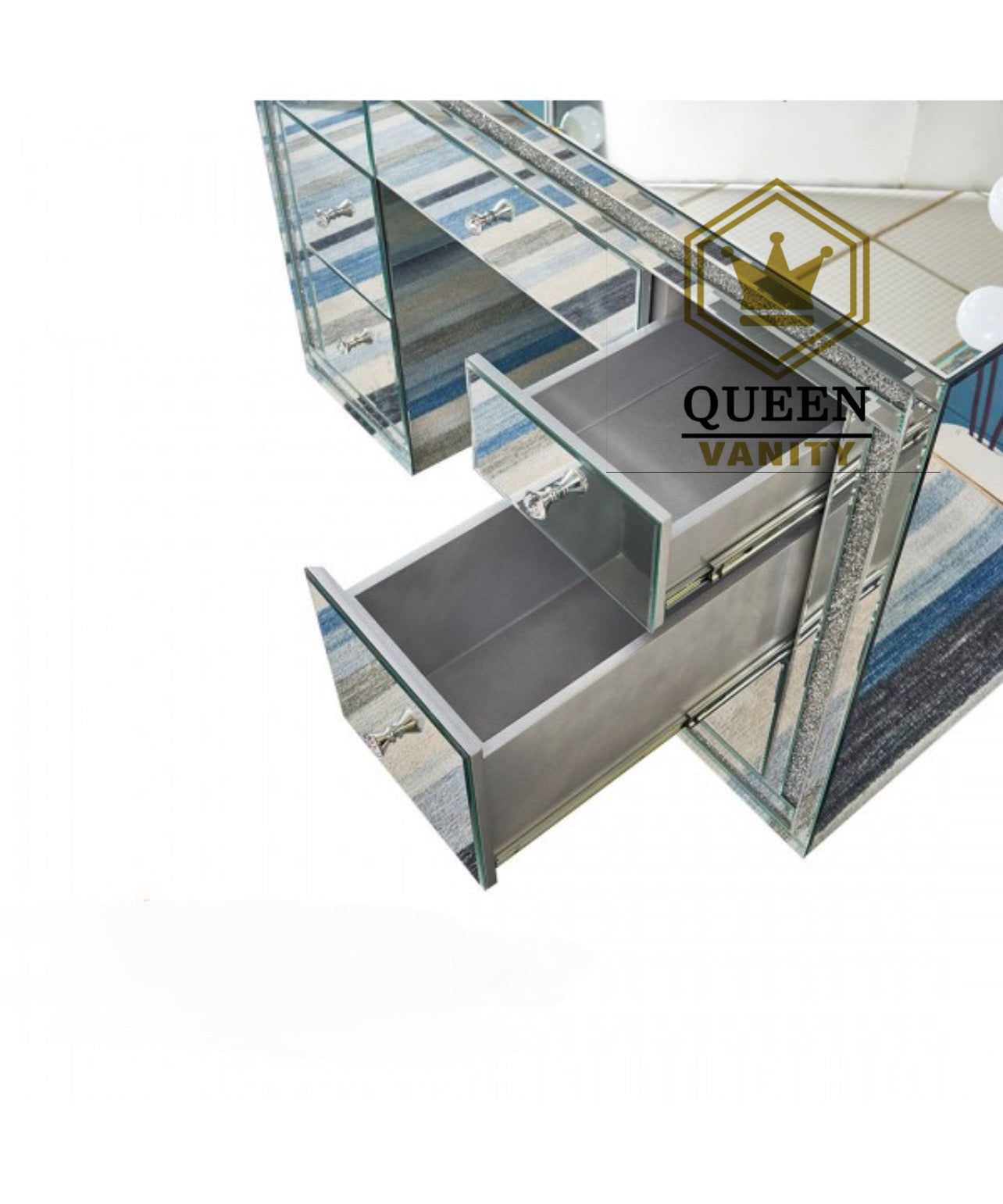 Camila Hollywood Makeup Vanity Station Silver Queen Vanity Outlet