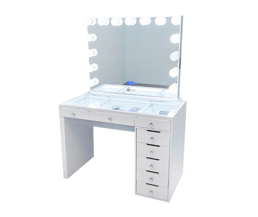 Lily Hollywood Makeup Vanity Station White Queen Vanity Outlet
