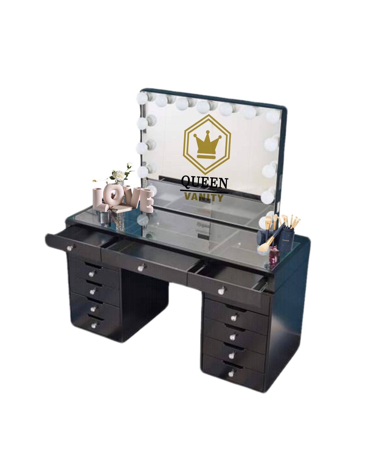 Michelle Hollywood Makeup Vanity Station Queen Vanity Outlet