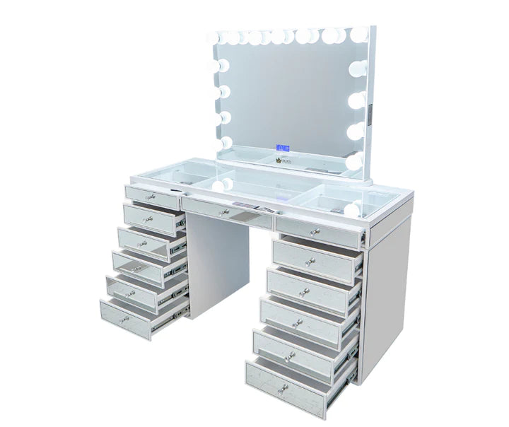 Sofia Mirrored Hollywood Makeup Vanity Station Queen Vanity Outlet
