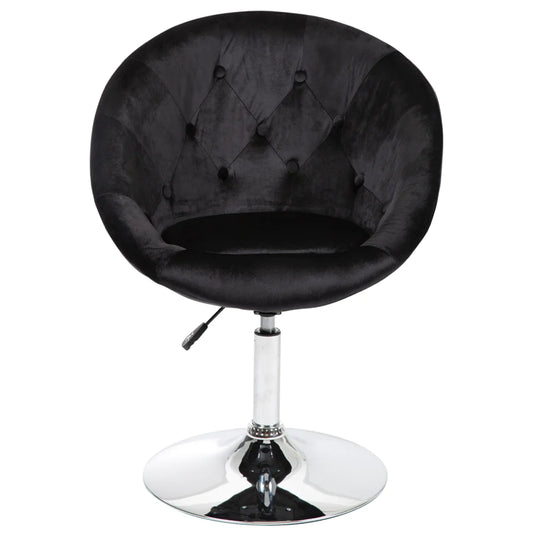 Antoinette Round Tufted Vanity Chair in black.