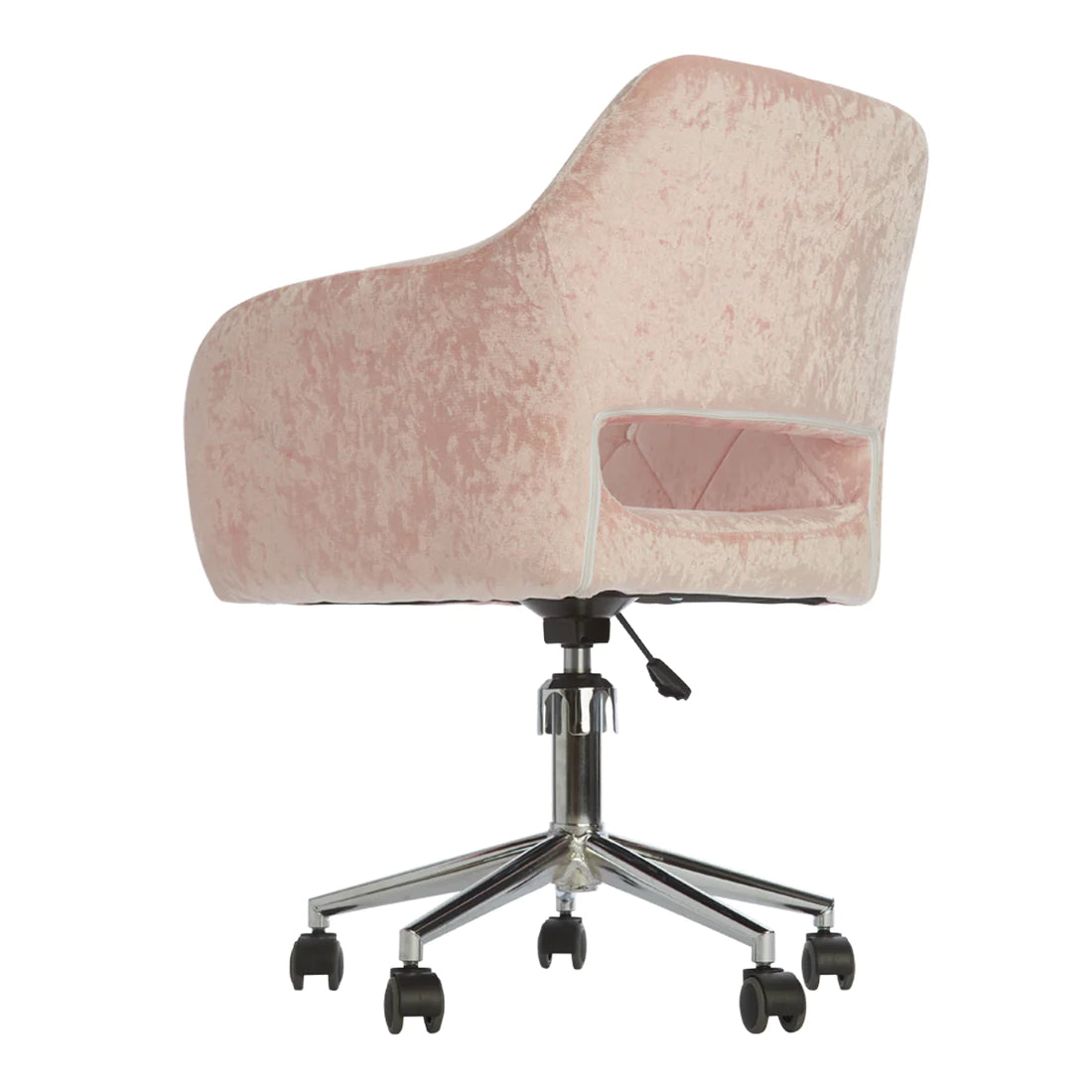 Brittney Tufted Leatherette Vanity Chair (Pink Crushed Velvet)