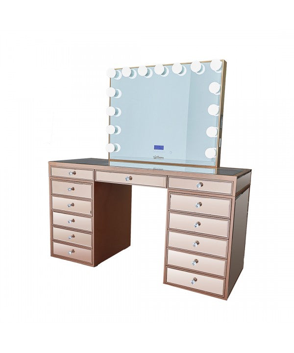 Anna Mirrored Hollywood Makeup Vanity Station Queen Vanity Outlet 