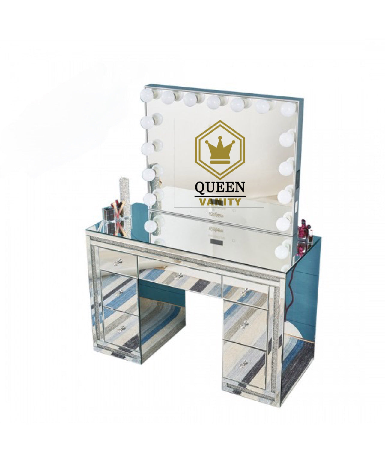 Camila Hollywood Makeup Vanity Station Silver Queen Vanity Outlet 